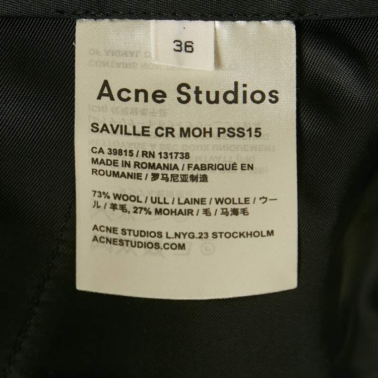 Pre Owned Acne Studios Black Wool Formal Trousers S