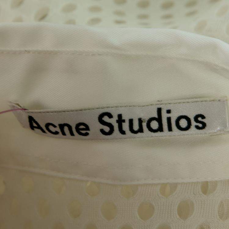 Pre Owned Acne Studios White Perforated Mesh Sleeveless Adelia Shirt M