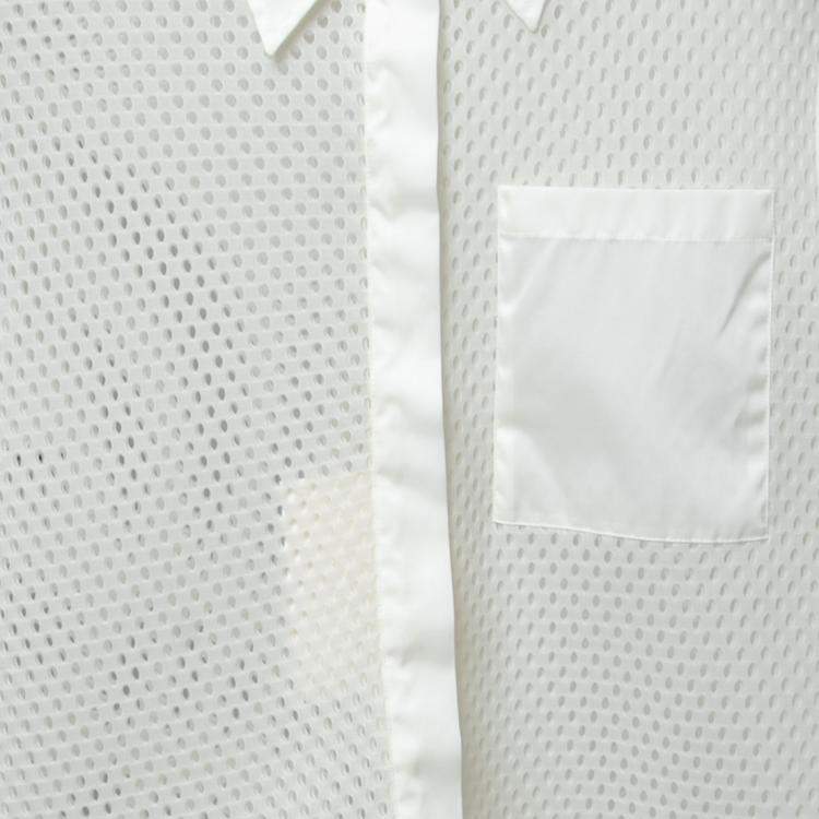 Pre Owned Acne Studios White Perforated Mesh Sleeveless Adelia Shirt M