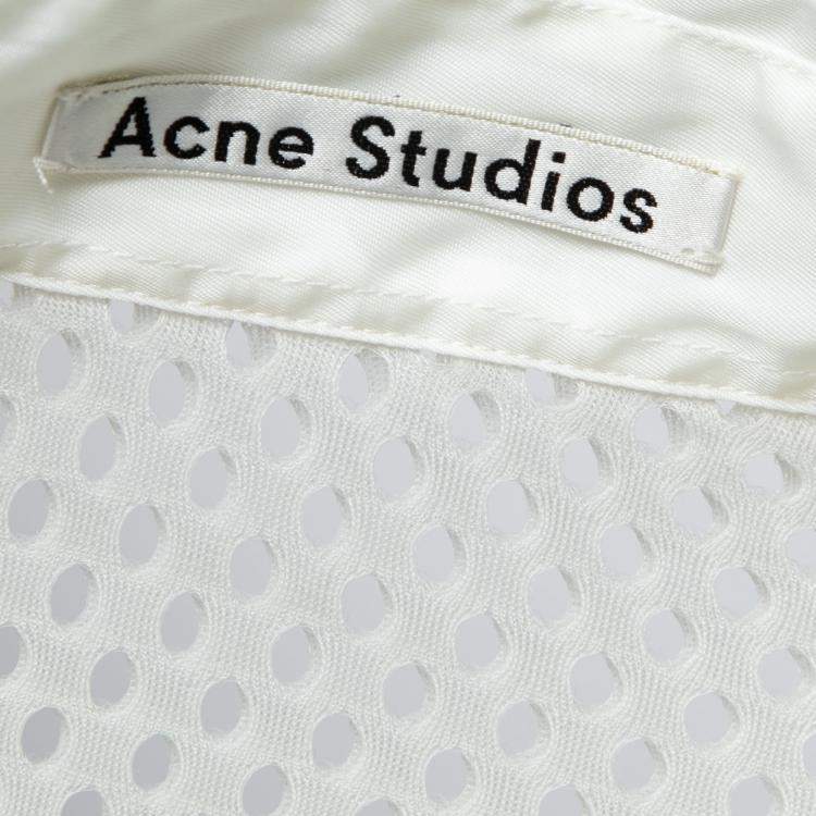 Pre Owned Acne Studios White Perforated Mesh Sleeveless Adelia Shirt M