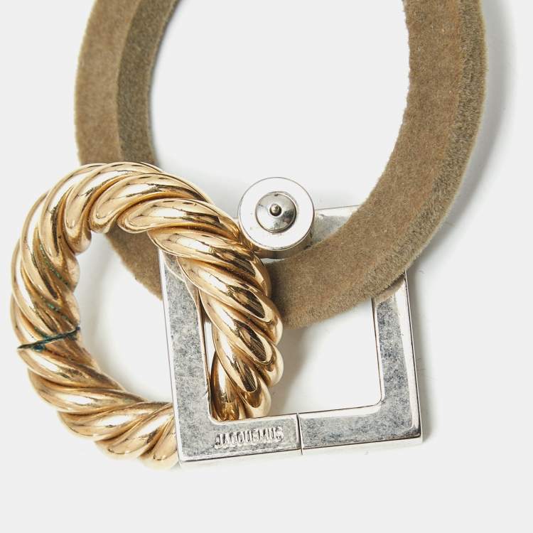 Pre Owned Jacquemus Velvet Two Tone Metal Earrings
