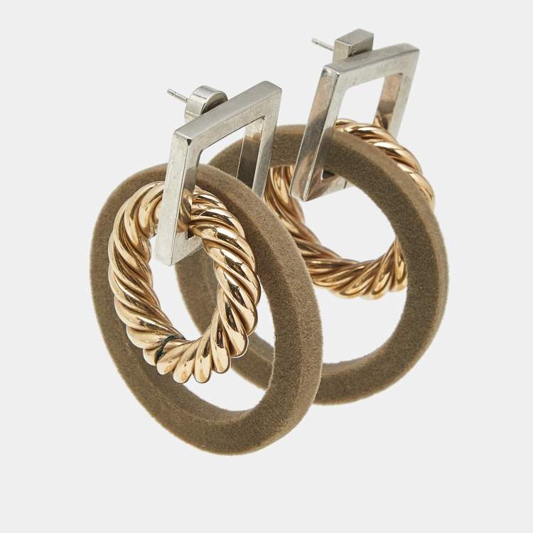 Pre Owned Jacquemus Velvet Two Tone Metal Earrings