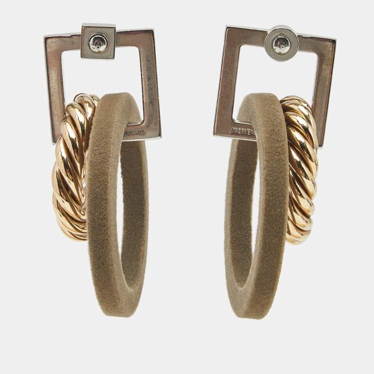 Pre Owned Jacquemus Velvet Two Tone Metal Earrings