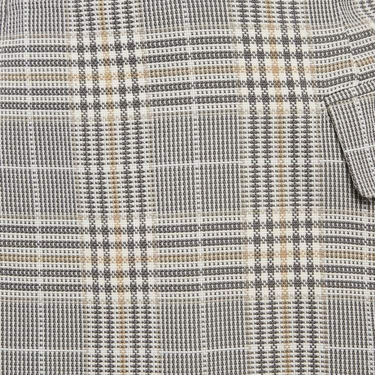Pre Owned Acne Studios Beige Plaid Cotton Mini Wrap Skirt S