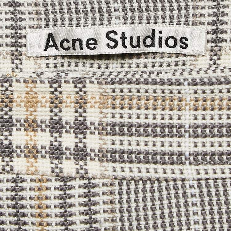Pre Owned Acne Studios Beige Plaid Cotton Mini Wrap Skirt S