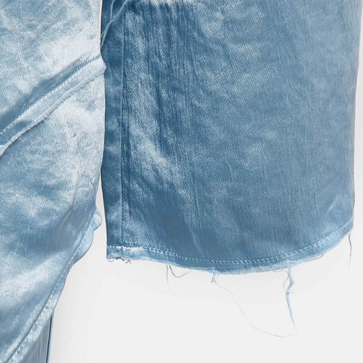 Pre Owned Acne Studios Blue Satin Pame Fluid Shirt and Trousers Set S