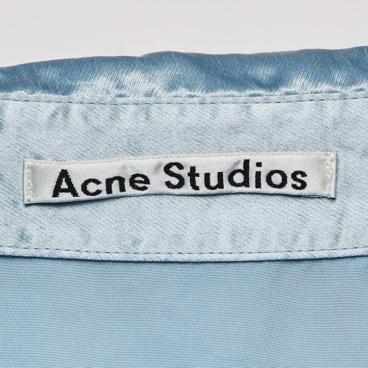 Pre Owned Acne Studios Blue Satin Pame Fluid Shirt and Trousers Set S