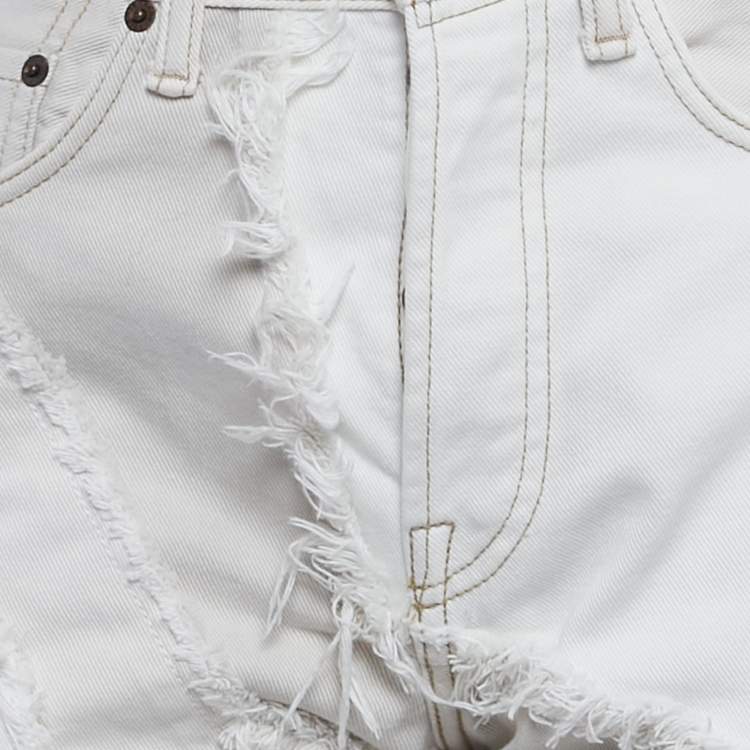 Pre Owned Acne Studios White Star Appliqued Denim Jeans M Waist 28"