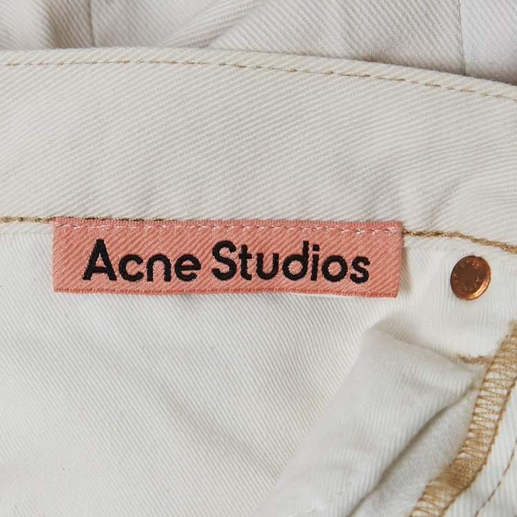 Pre Owned Acne Studios White Star Appliqued Denim Jeans M Waist 28"