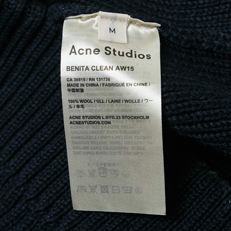Pre Owned Acne Studios Navy Blue Rib Knit Zip-Up Sleeveless Midi Sweater Dress M