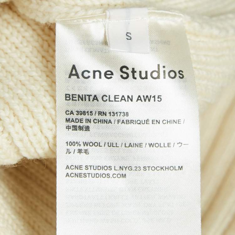 Pre Owned Acne Studios Cream Rib Knit Zip-Up Sleeveless Midi Sweater Dress S