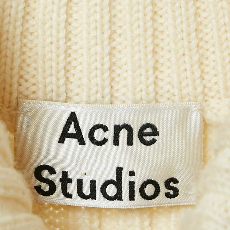 Pre Owned Acne Studios Cream Rib Knit Zip-Up Sleeveless Midi Sweater Dress S