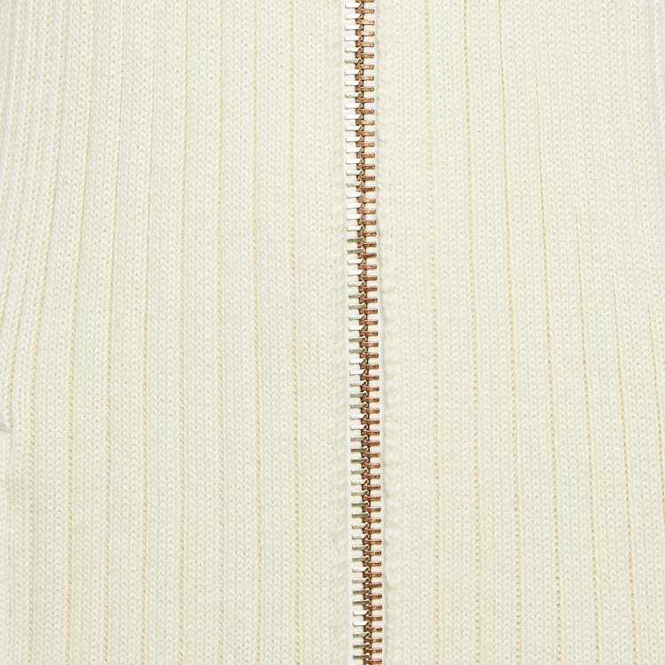 Pre Owned Acne Studios Cream Rib Knit Zip-Up Sleeveless Midi Sweater Dress S