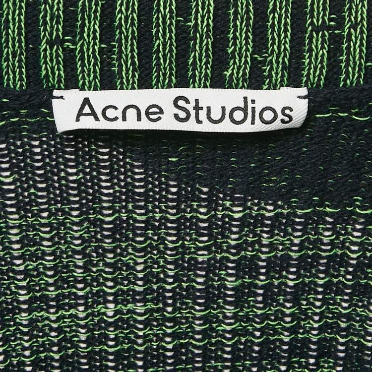 Pre Owned Acne Studios Green Wool Blend Knit Buttoned Cardigan S