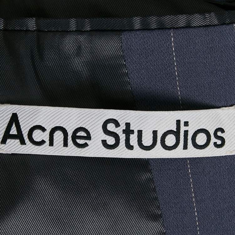 Pre Owned Acne Studios Blue Stripe Wool Blend Oversized Blazer L