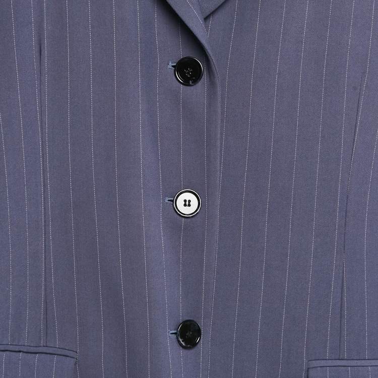 Pre Owned Acne Studios Blue Stripe Wool Blend Oversized Blazer L