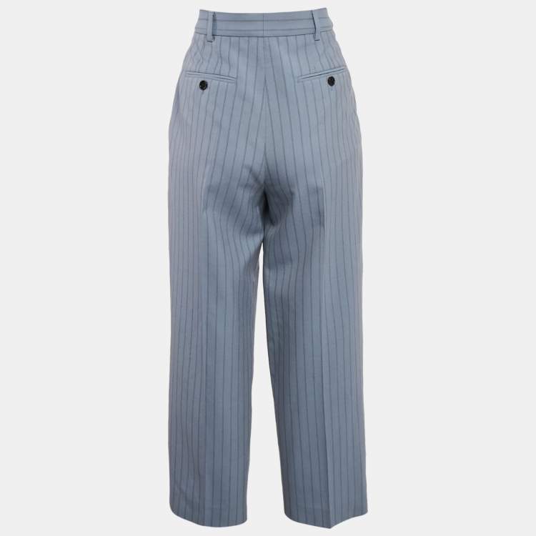 Pre Owned Acne Studios Blue Pinstripe Wool Formal Trousers S