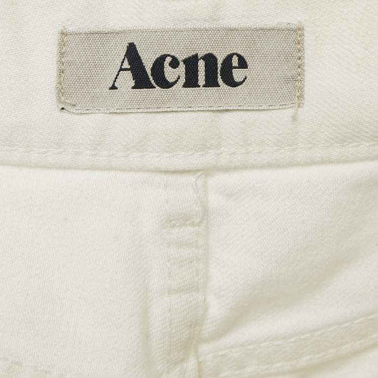 Pre Owned Acne Studios White Denim Distressed Jeans S