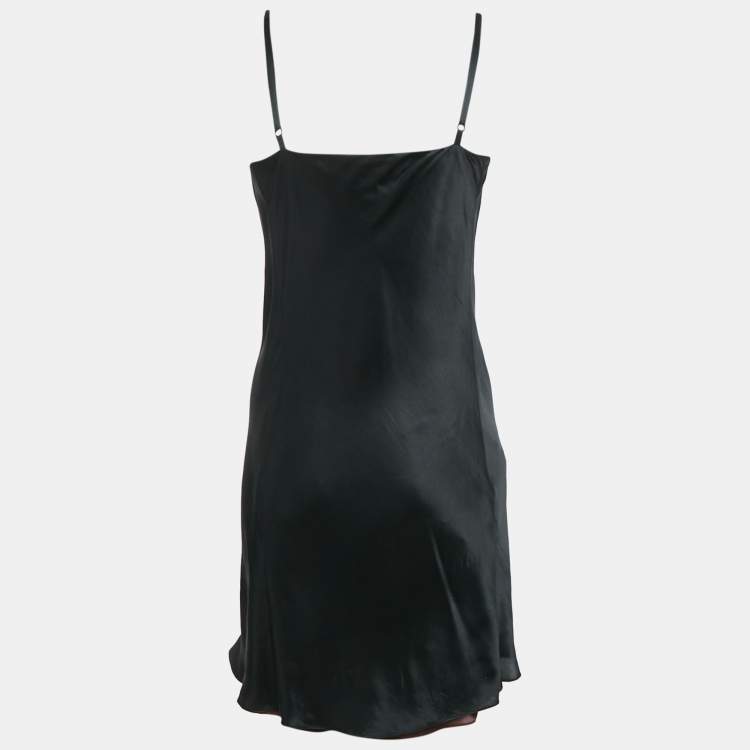 Pre Owned Acne Studios Black Satin Silk Cowl Neck Mini Slip Dress S