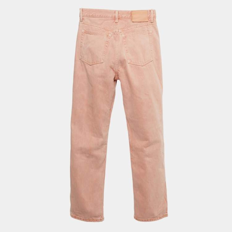 Pre Owned Acne Studios Pink Denim Straight Leg Jeans S Waist 25"