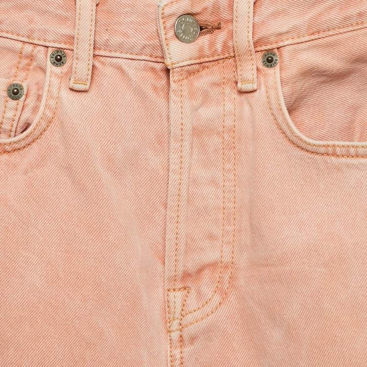 Pre Owned Acne Studios Pink Denim Straight Leg Jeans S Waist 25"