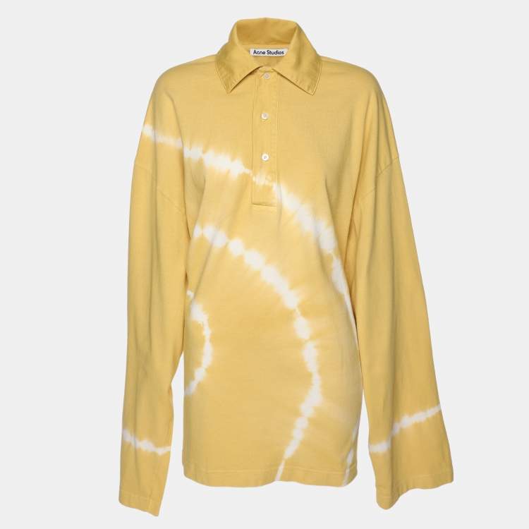 Pre Owned Acne Studios Yellow/White Tie Dye Cotton Oversized T-Shirt S