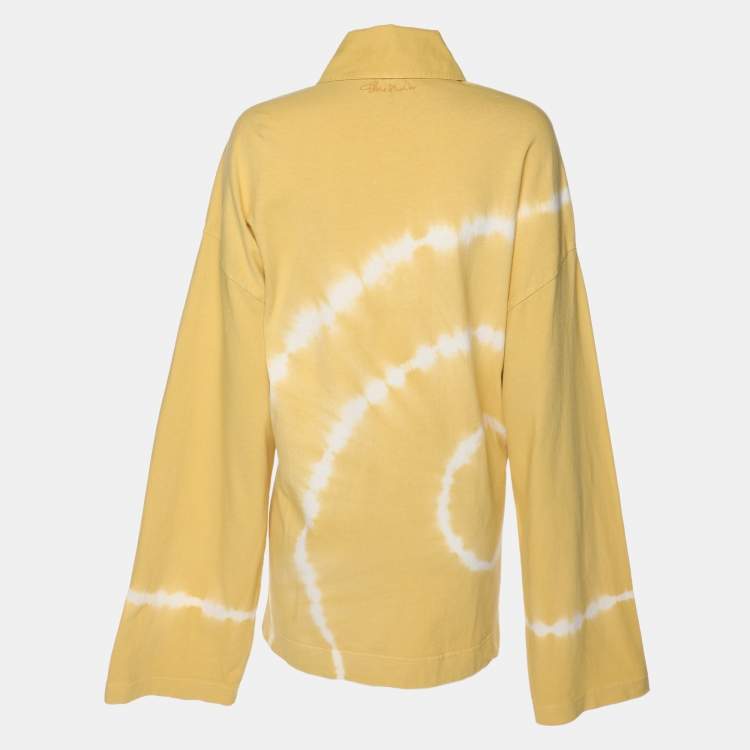 Pre Owned Acne Studios Yellow/White Tie Dye Cotton Oversized T-Shirt S
