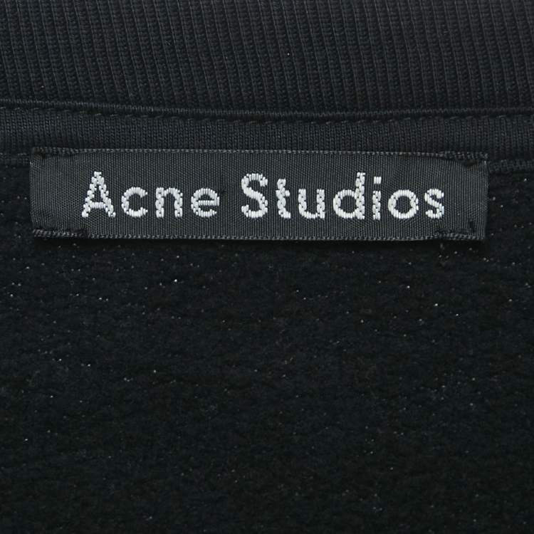 Pre Owned Acne Studios Black Cotton Fairview Face Sweatshirt M