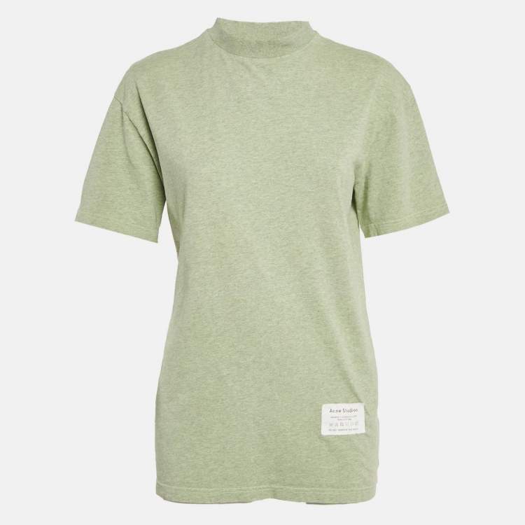 Pre Owned Acne Studios Green Care Label Applique Jersey Crewneck T-shirt XXS