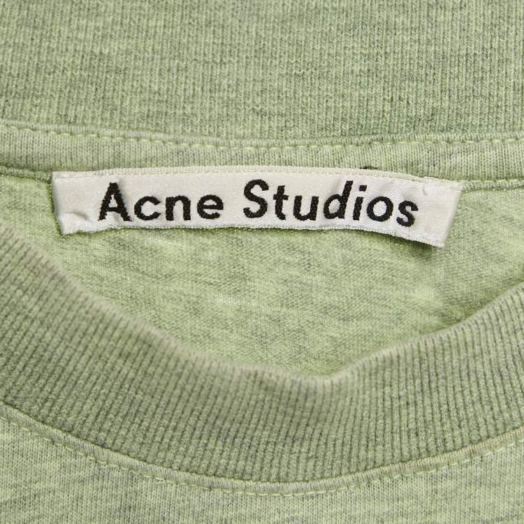 Pre Owned Acne Studios Green Care Label Applique Jersey Crewneck T-shirt XXS