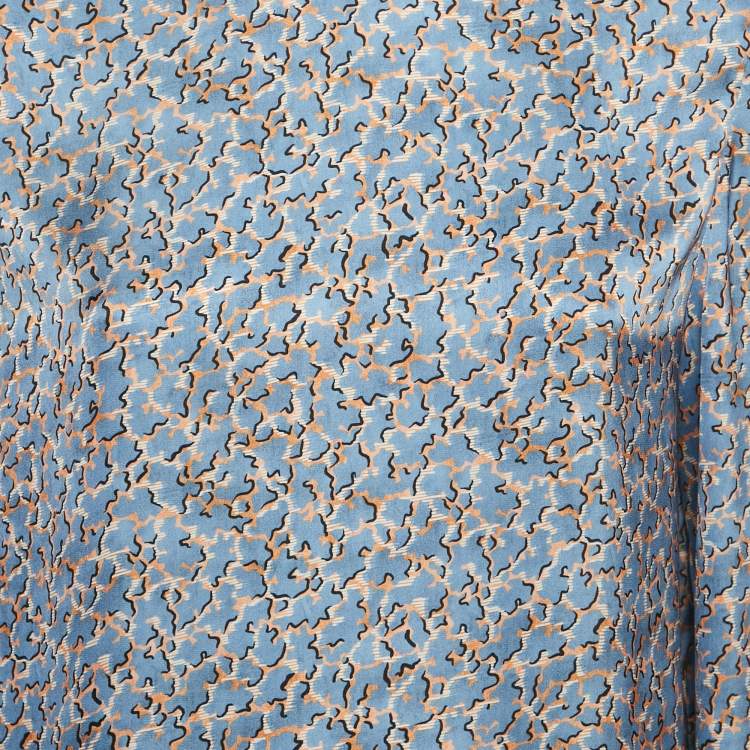 Pre Owned Acne Studios Blue Printed Satin Blouse S