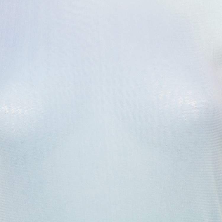 Pre Owned Acne Studios Blue Blurred Print Mesh Maxi Dress XS