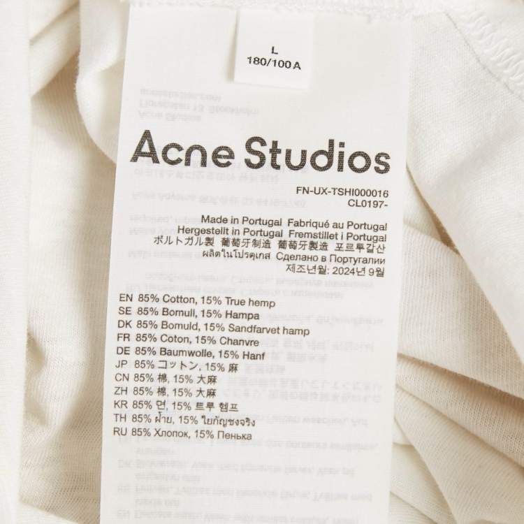 Pre Owned Acne Studios Cream Cotton & Hemp Long Sleeve T-Shirt L