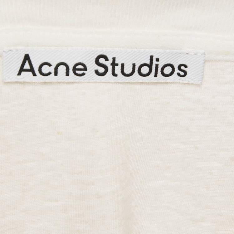Pre Owned Acne Studios Cream Cotton & Hemp Long Sleeve T-Shirt L