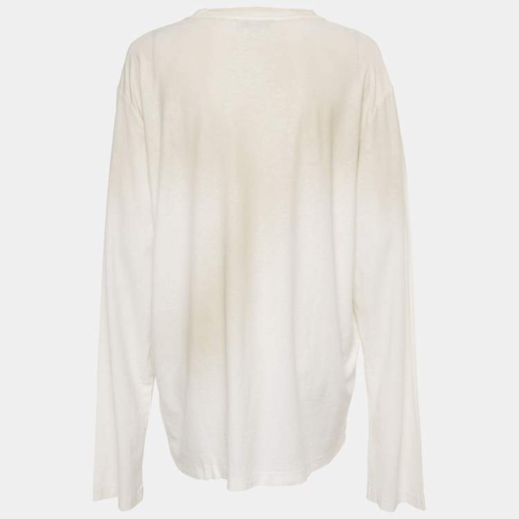 Pre Owned Acne Studios Cream Cotton & Hemp Long Sleeve T-Shirt L