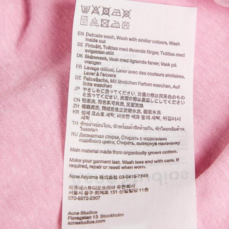 Pre Owned Acne Studios Pink Cotton & Hemp Long Sleeve T-Shirt L