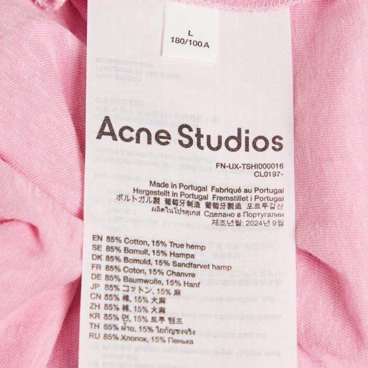 Pre Owned Acne Studios Pink Cotton & Hemp Long Sleeve T-Shirt L