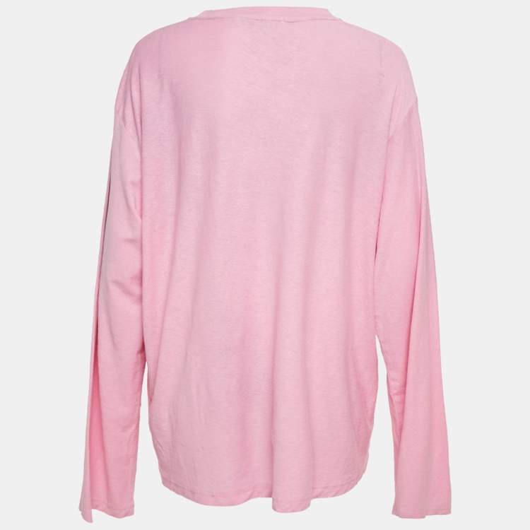 Pre Owned Acne Studios Pink Cotton & Hemp Long Sleeve T-Shirt L
