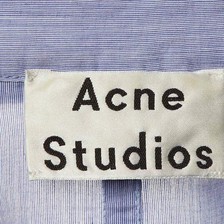 Pre Owned Acne Studios Blue Cotton Button Front Long Shirt Dress XS