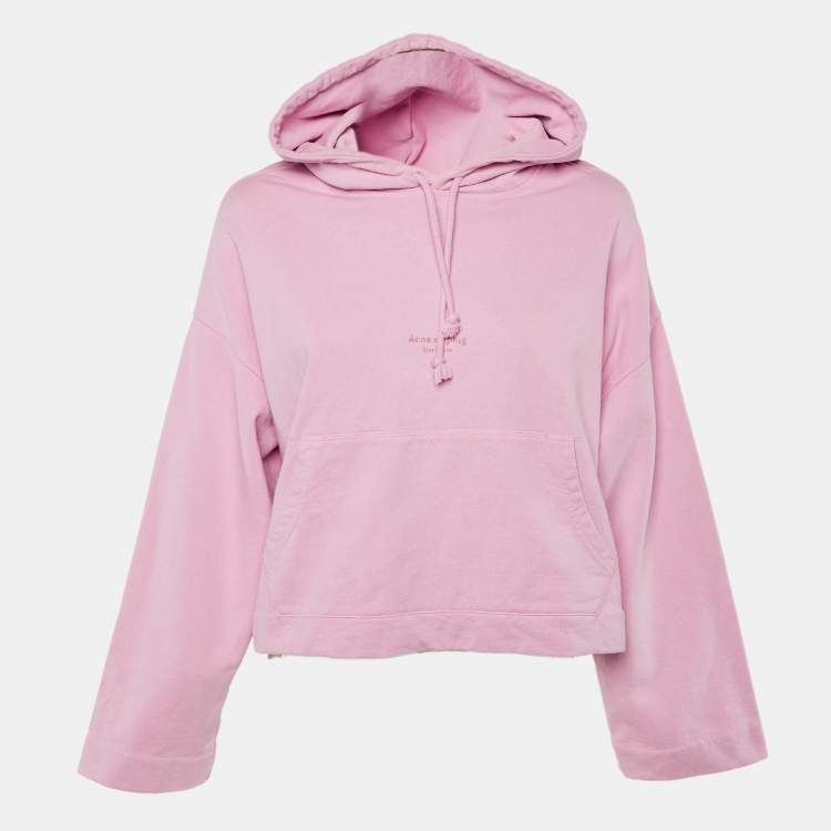 Pre Owned Acne Studios Pink Cotton Knit Long Sleeve Hoodie XXS