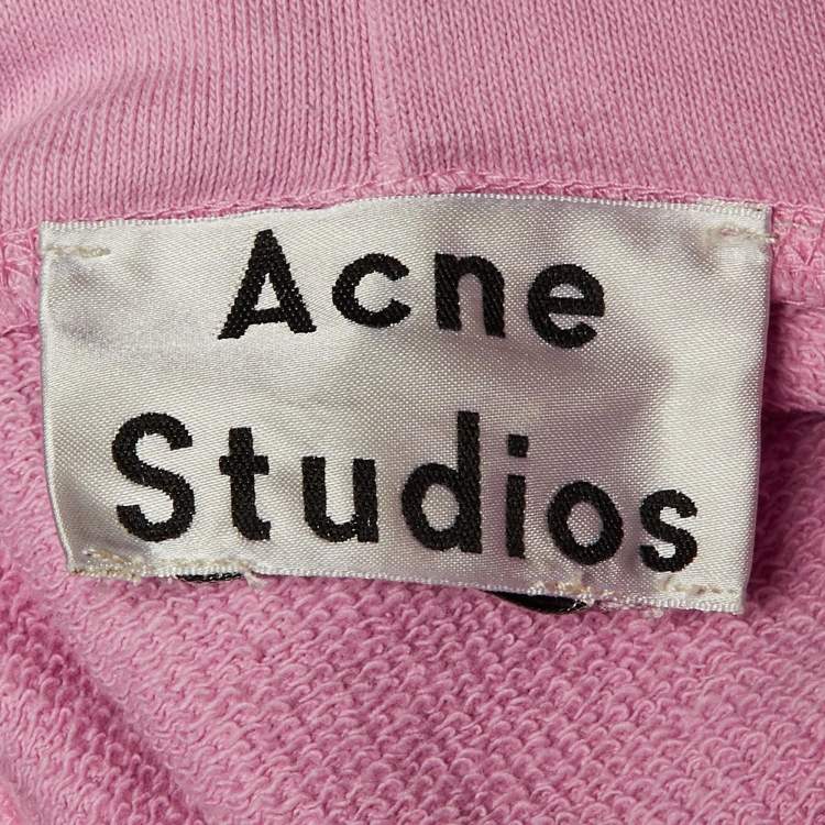 Pre Owned Acne Studios Pink Cotton Knit Long Sleeve Hoodie XXS