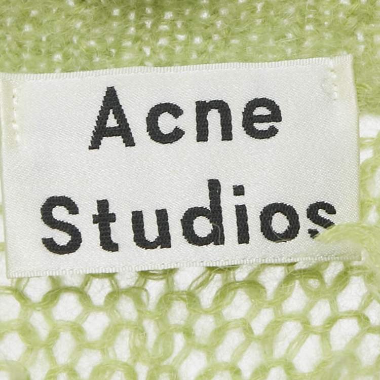 Pre Owned سترة محبوكة مضلعة أكني ستوديوز أخضر ليموني غير مهذبة مقاس متوسط