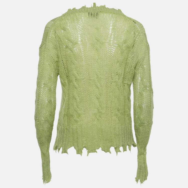 Pre Owned سترة محبوكة مضلعة أكني ستوديوز أخضر ليموني غير مهذبة مقاس متوسط