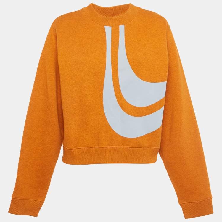 Pre Owned Acne Studios Orange Bird Applique Cotton Knit Sweatshirt M
