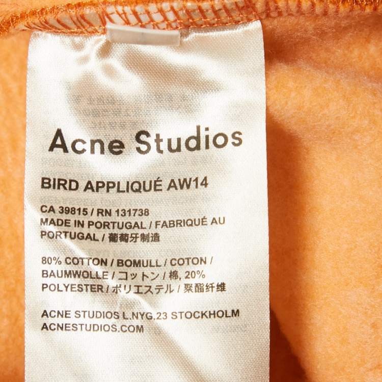 Pre Owned Acne Studios Orange Bird Applique Cotton Knit Sweatshirt M