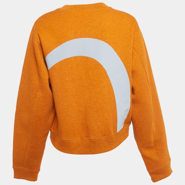 Pre Owned Acne Studios Orange Bird Applique Cotton Knit Sweatshirt M