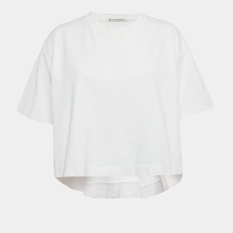 Pre Owned Acne Studios White Cotton Cylea Emboss T-Shirt XXS