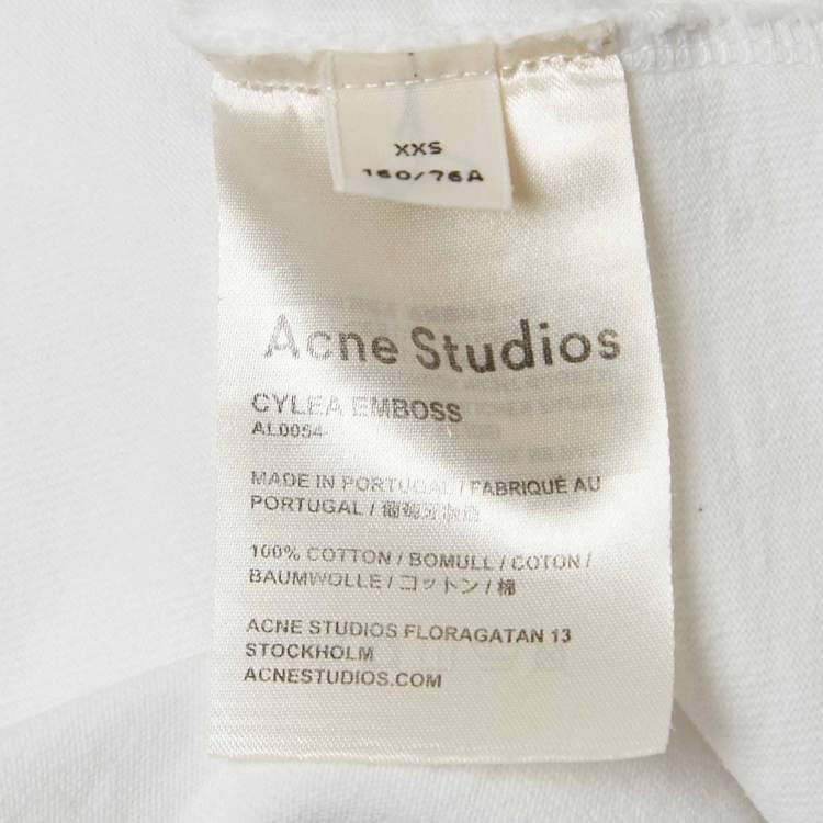 Pre Owned Acne Studios White Cotton Cylea Emboss T-Shirt XXS