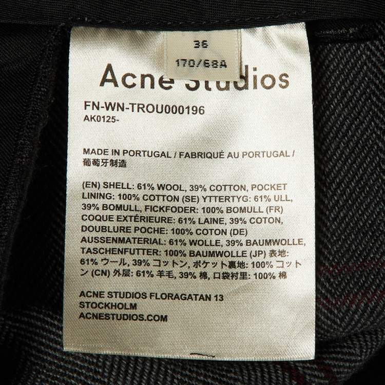Pre Owned Acne Studios Grey Patterned Wool Blend Regular Fit Trousers S
