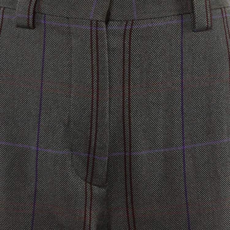 Pre Owned Acne Studios Grey Patterned Wool Blend Regular Fit Trousers S